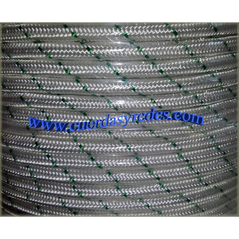 Cordon Trenz.6 mm.Blanco dist.verde