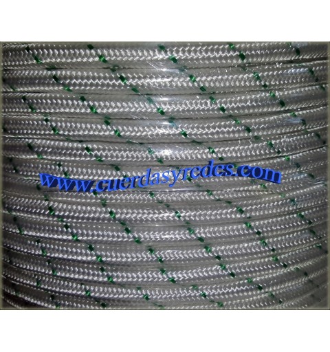 Cordon Trenz.10 mm.Blanco dist.verde