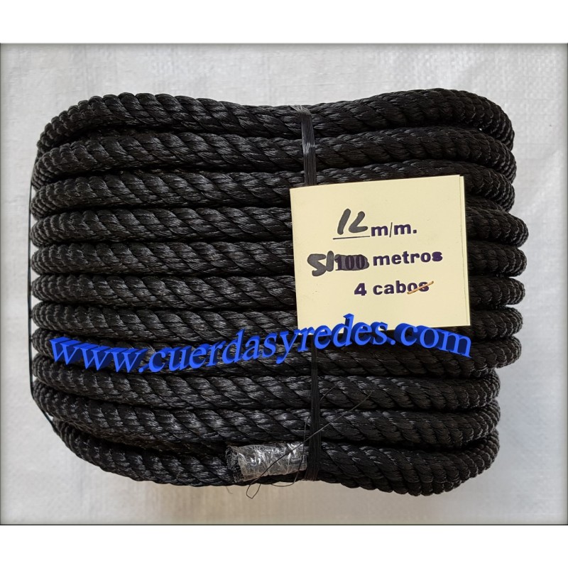 Cuerda 12 mm.51 mts. negra